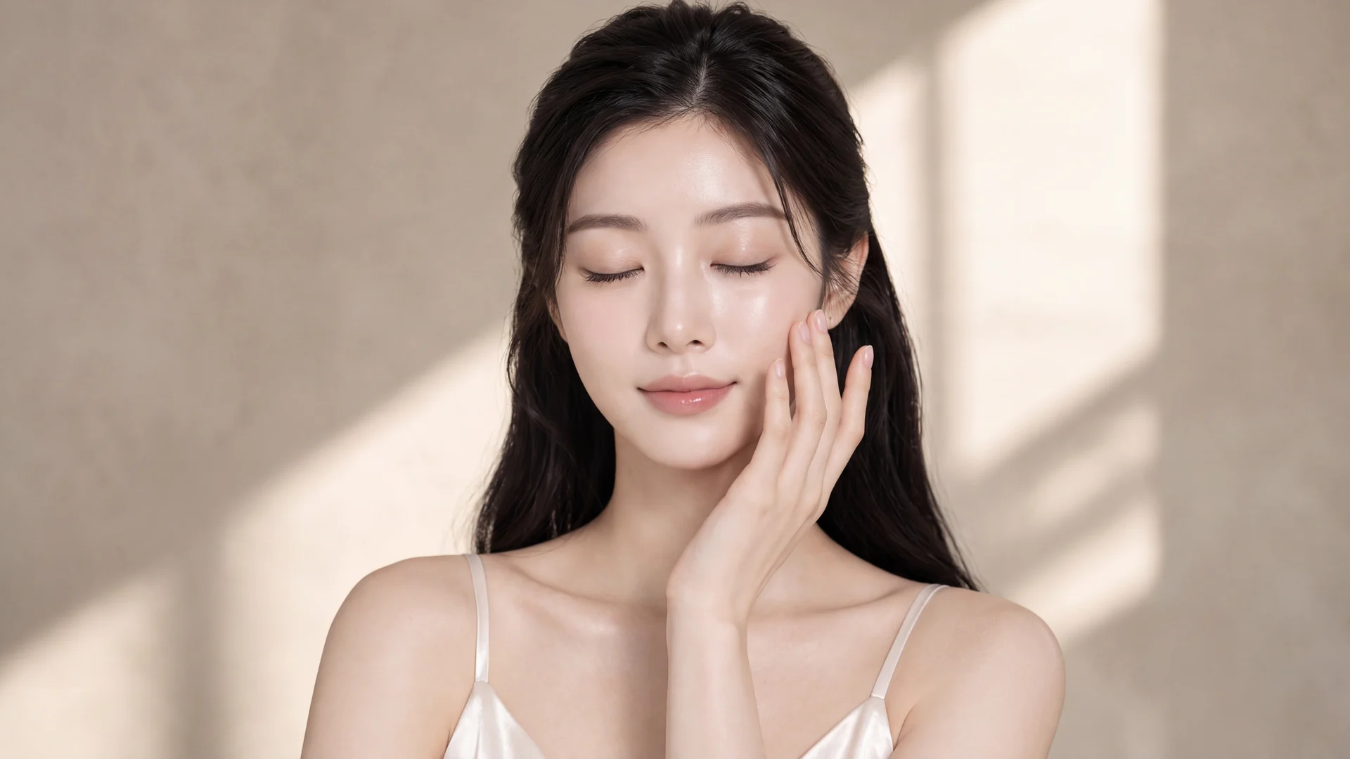피부관리 상담 모델, 소프트 라이트 클로즈업