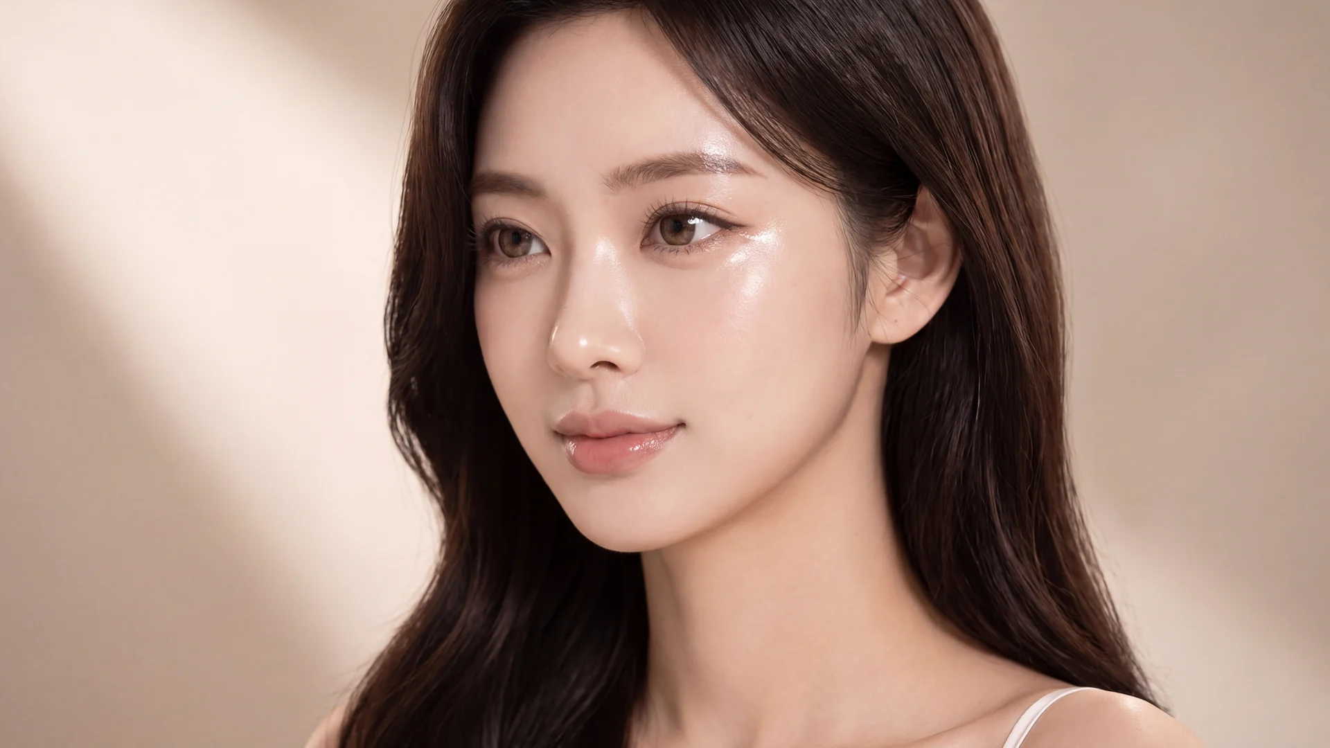 트임 안내 모델, 시원한 눈매의 정면 얼굴
