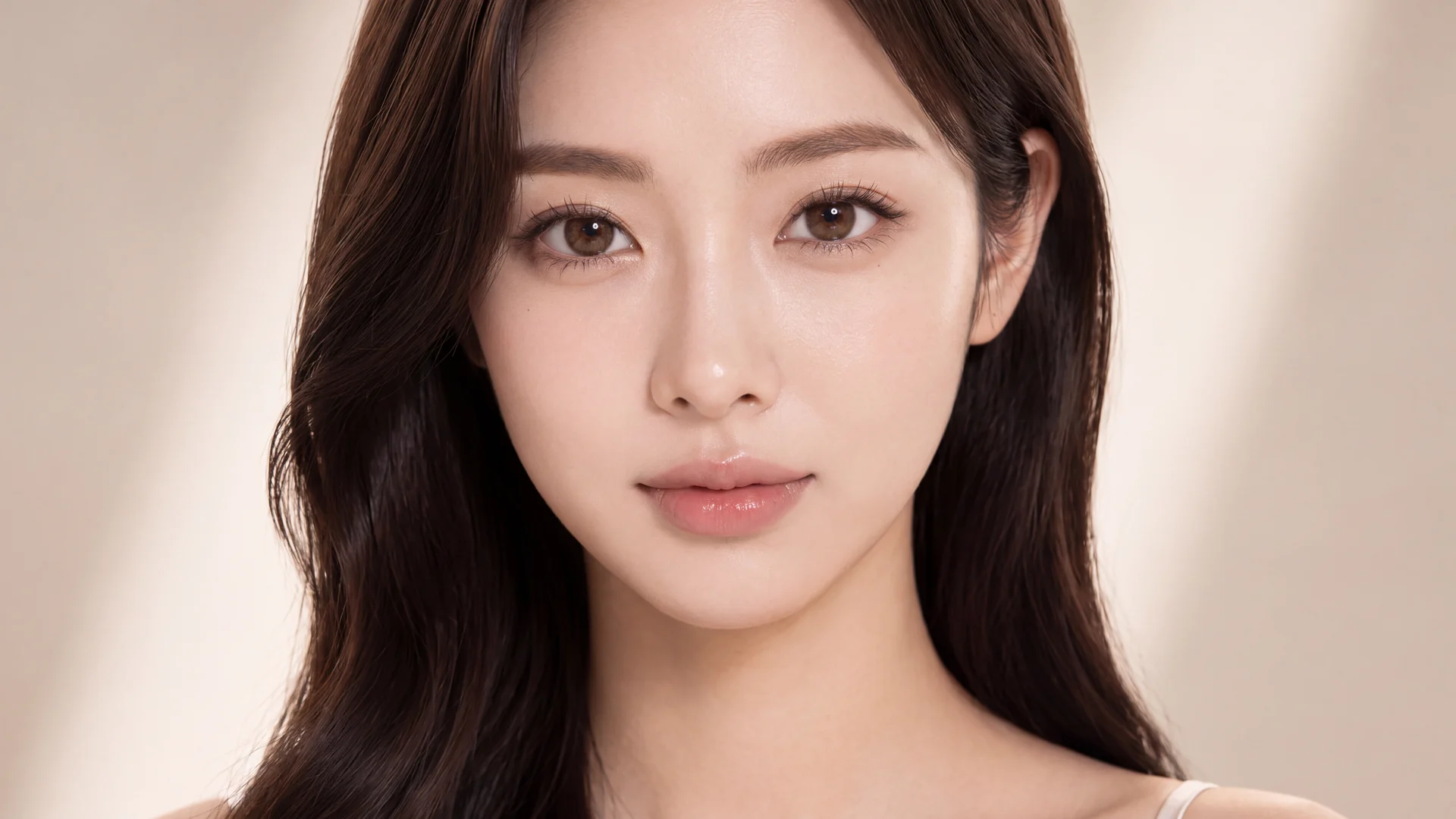 눈성형 안내 모델, 자연스러운 쌍꺼풀 라인의 정면 얼굴