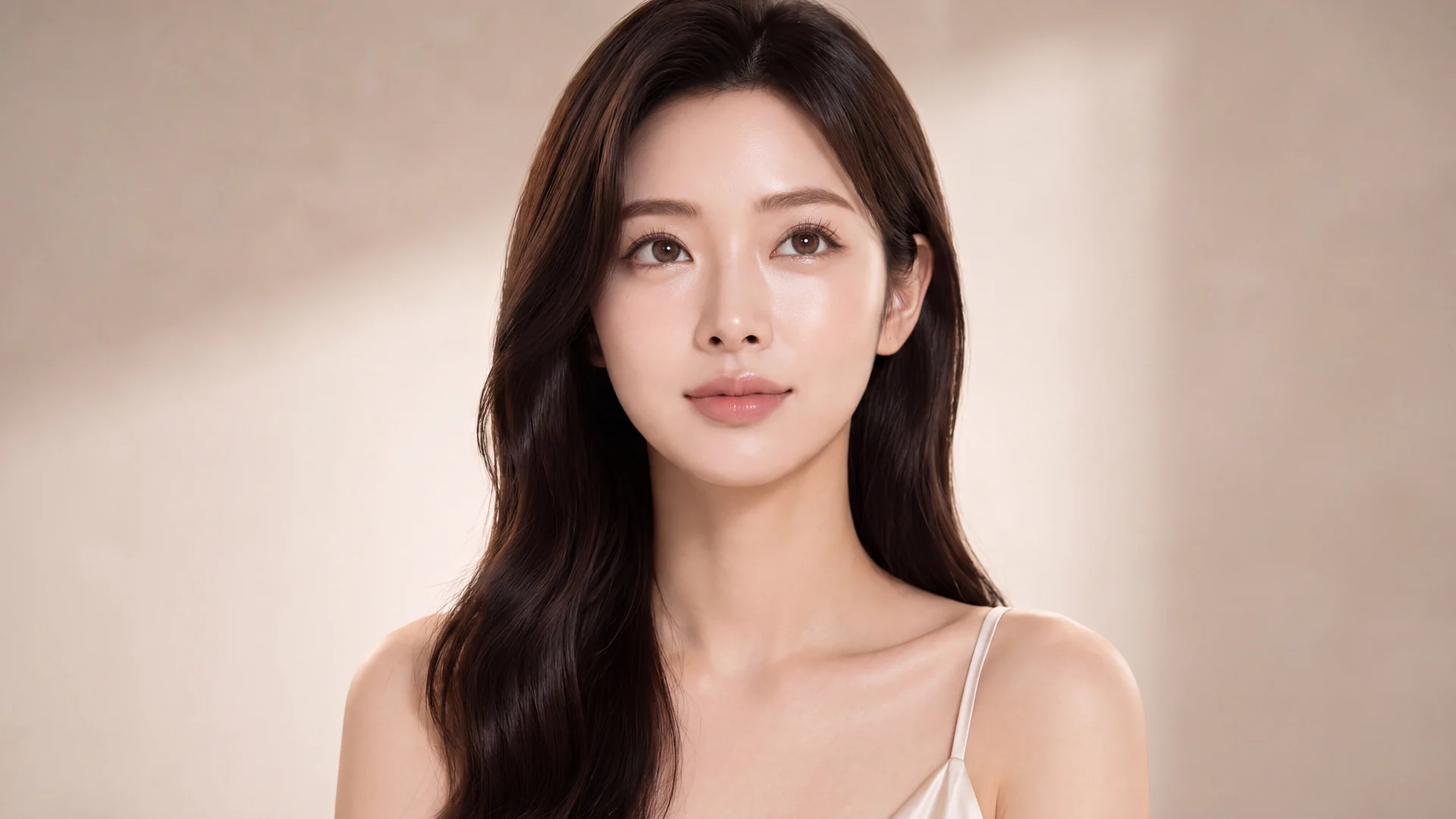 하안검 안내 모델, 눈 밑이 매끈한 정면 얼굴