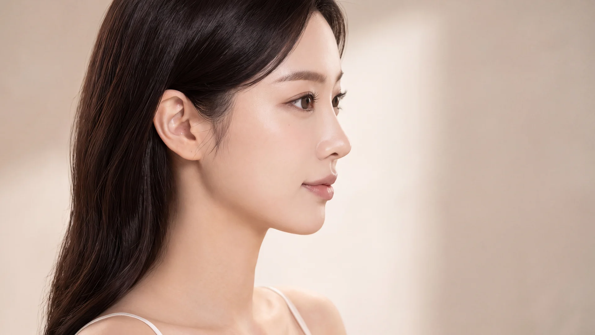 3/4 측면에서 본 콧대와 코끝 라인