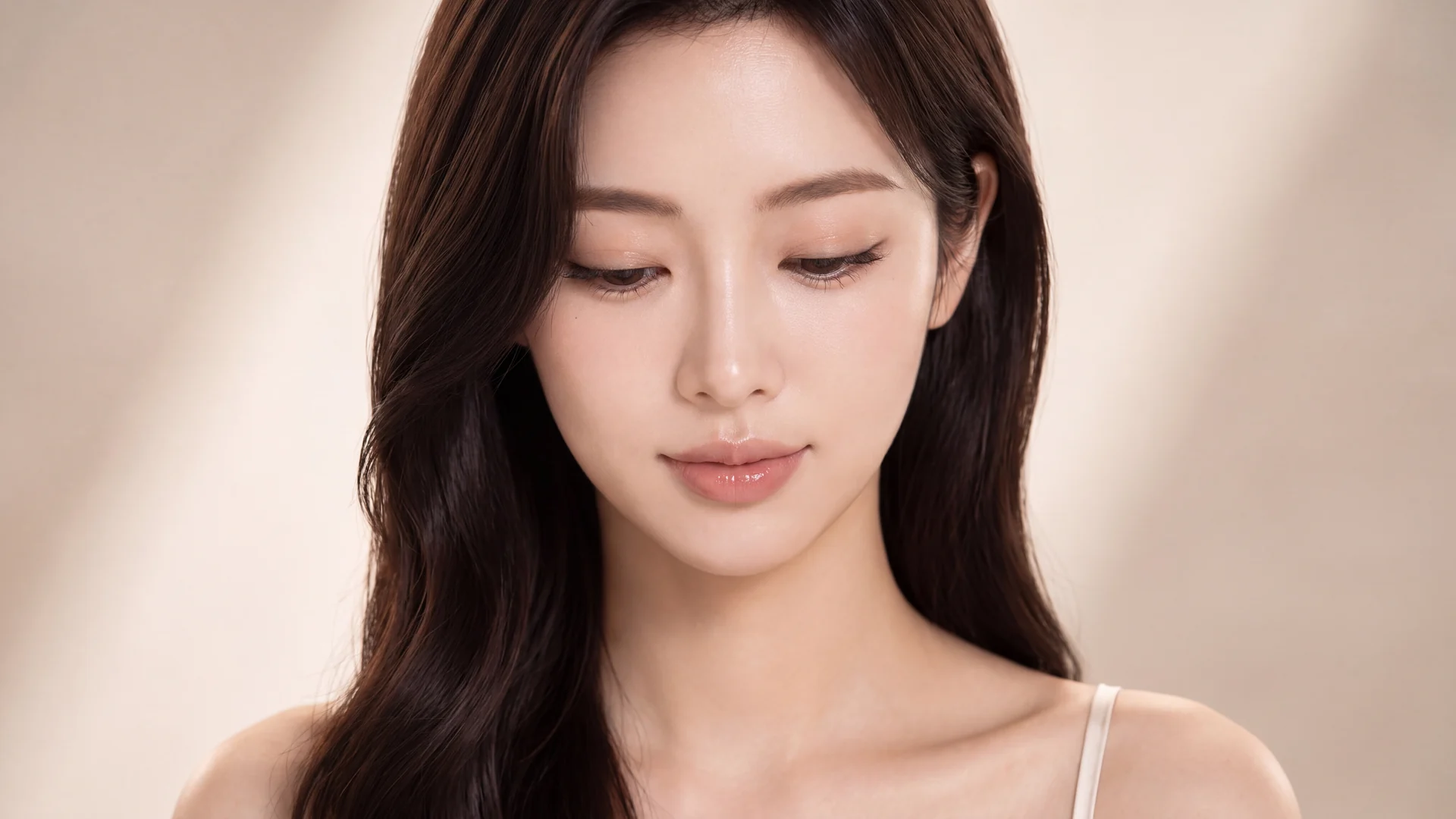 상안검 안내 모델, 또렷한 눈매의 정면 얼굴